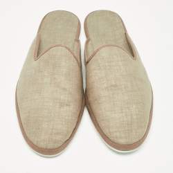 Loro Piana Olive Green Fabric Mules Size 44