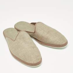 Loro Piana Olive Green Fabric Mules Size 44
