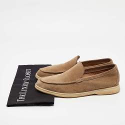 Pre Owned Loro Piana Beige Suede Summer Charms Loafers Size 39