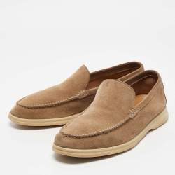 Pre Owned Loro Piana Beige Suede Summer Charms Loafers Size 39