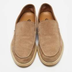 Pre Owned Loro Piana Beige Suede Summer Charms Loafers Size 39