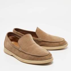 Pre Owned Loro Piana Beige Suede Summer Charms Loafers Size 39