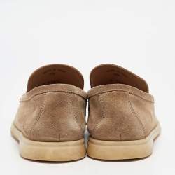 Pre Owned Loro Piana Beige Suede Summer Charms Loafers Size 39