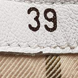 Pre Owned Loro Piana White/Green Leather and Suede Newport Walk Sneakers Size 39