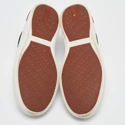 Pre Owned Loro Piana White/Green Leather and Suede Newport Walk Sneakers Size 39