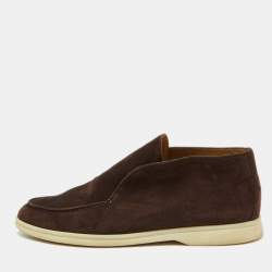 Loro Piana Dark Brown Suede Open Walk Ankle Length Boots Size 42