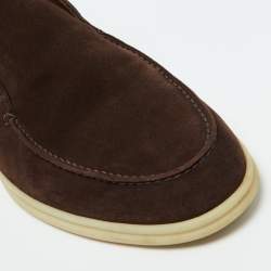 Loro Piana Dark Brown Suede Open Walk Ankle Length Boots Size 42