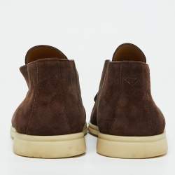 Loro Piana Dark Brown Suede Open Walk Ankle Length Boots Size 42