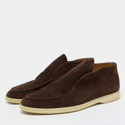 Loro Piana Dark Brown Suede Open Walk Ankle Length Boots Size 42