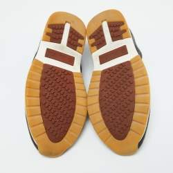 Pre Owned Loro Piana Dark Grey Knit Fabric 360 LP Flexy Walk Lace Up Sneakers Size 44