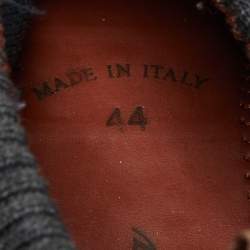 Pre Owned Loro Piana Dark Grey Knit Fabric 360 LP Flexy Walk Lace Up Sneakers Size 44