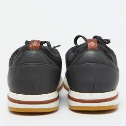 Pre Owned Loro Piana Dark Grey Knit Fabric 360 LP Flexy Walk Lace Up Sneakers Size 44