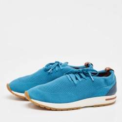 Loro Piana Blue Knit Fabric 360 LP Flexy Walk Sneakers Size 43
