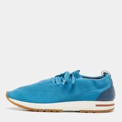 Loro Piana Blue Knit Fabric 360 LP Flexy Walk Sneakers Size 43