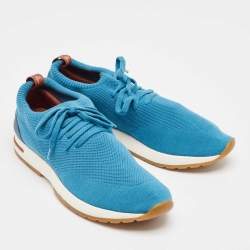 Loro Piana Blue Knit Fabric 360 LP Flexy Walk Sneakers Size 43