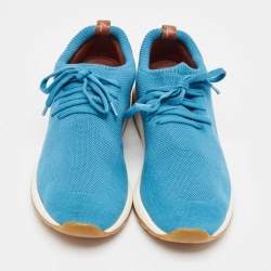 Loro Piana Blue Knit Fabric 360 LP Flexy Walk Sneakers Size 43