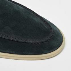 Pre Owned Loro Piana Dark Green Suede Summer Walk Loafers Size 44.5