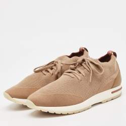 Pre Owned Loro Piana Brown Knit Fabric 360 LP Flexy Walk Sneakers Size 41