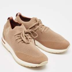 Pre Owned Loro Piana Brown Knit Fabric 360 LP Flexy Walk Sneakers Size 41