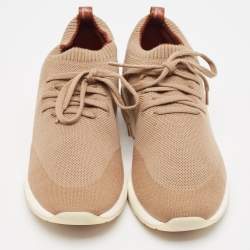 Pre Owned Loro Piana Brown Knit Fabric 360 LP Flexy Walk Sneakers Size 41