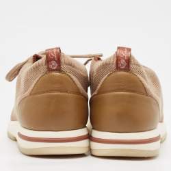 Pre Owned Loro Piana Brown Knit Fabric 360 LP Flexy Walk Sneakers Size 41