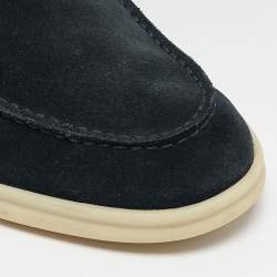 Pre Owned Loro Piana Navy Blue Suede Summer Walk Slip On Loafers Size 43