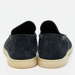 Pre Owned Loro Piana Navy Blue Suede Summer Walk Slip On Loafers Size 43