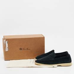Pre Owned Loro Piana Navy Blue Suede Summer Walk Slip On Loafers Size 43