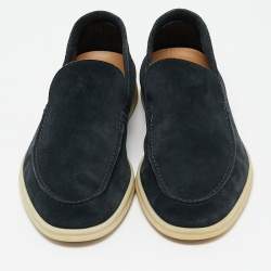 Pre Owned Loro Piana Navy Blue Suede Summer Walk Slip On Loafers Size 43