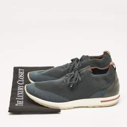 Pre Owned Loro Piana Teal Green Knit Fabric 360 LP Flexy Walk Sneakers Size 42