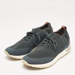 Pre Owned Loro Piana Teal Green Knit Fabric 360 LP Flexy Walk Sneakers Size 42