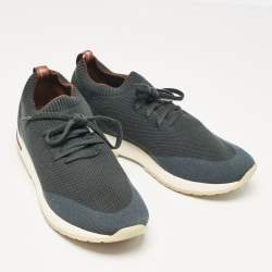 Pre Owned Loro Piana Teal Green Knit Fabric 360 LP Flexy Walk Sneakers Size 42