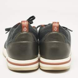 Pre Owned Loro Piana Teal Green Knit Fabric 360 LP Flexy Walk Sneakers Size 42