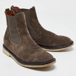 Pre Owned Loro Piana Brown Suede Beatle Walk Chelsea Boots Size 42