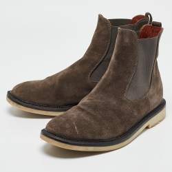 Pre Owned Loro Piana Brown Suede Beatle Walk Chelsea Boots Size 42