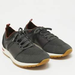 Pre Owned Loro Piana Grey Knit Fabric 360 LP Flexy Walk Sneakers Size 42