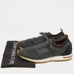 Pre Owned Loro Piana Grey Knit Fabric 360 LP Flexy Walk Sneakers Size 42