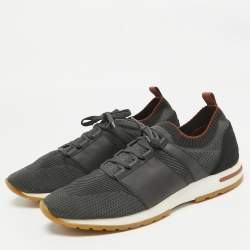Pre Owned Loro Piana Grey Knit Fabric 360 LP Flexy Walk Sneakers Size 42