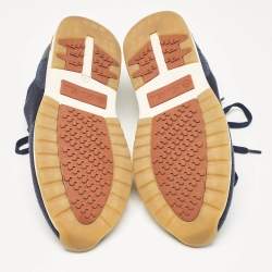 Pre Owned Loro Piana Navy Blue Fabric and Leather 360 Flexy Walker Sneakers Size 42