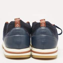 Pre Owned Loro Piana Navy Blue Fabric and Leather 360 Flexy Walker Sneakers Size 42