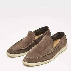 Loro Piana Brown Suede 'Summer Walk' Slip On Loafers Size 42