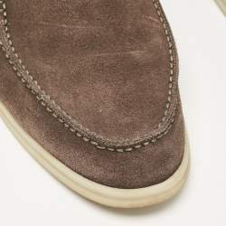 Loro Piana Brown Suede 'Summer Walk' Slip On Loafers Size 42