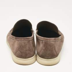 Loro Piana Brown Suede 'Summer Walk' Slip On Loafers Size 42