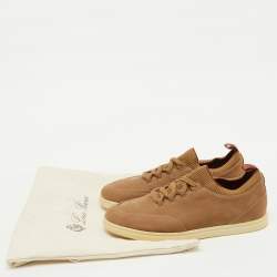 Pre Owned Loro Piana Beige Nubuck Leather Soho Walk Sneakers Size 40