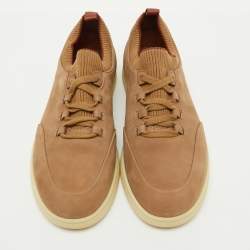 Pre Owned Loro Piana Beige Nubuck Leather Soho Walk Sneakers Size 40