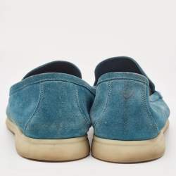 Pre Owned Loro Piana Blue Suede Summer Walk Loafers Size 44