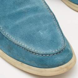 Pre Owned Loro Piana Blue Suede Summer Walk Loafers Size 44