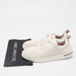 Loro Piana White Canvas and Suede Newport Low Top Sneakers Size 42