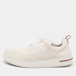 Loro Piana White Canvas and Suede Newport Low Top Sneakers Size 42