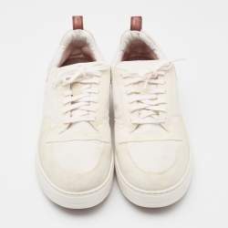 Loro Piana White Canvas and Suede Newport Low Top Sneakers Size 42